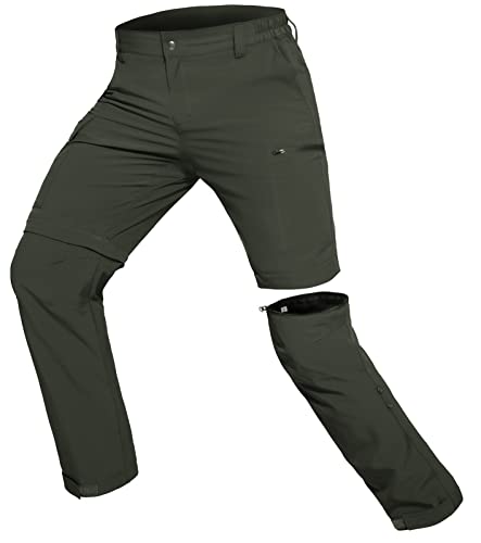 Hiauspor Wanderhose-Herren-Zip-Off-Outdoorhose-Sommer-Leicht-Trekkinghose-Atmungsaktiv-Schnell-Trockend-Funktionshose-Softshellhose-mit-5-Tiefe-Taschen (6XL, Armee-grün) von Hiauspor
