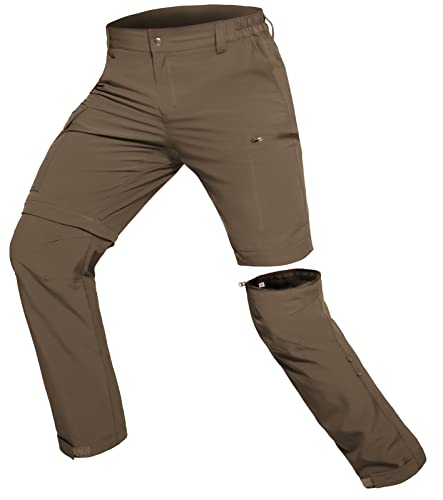 Hiauspor Wanderhose-Herren-Zip-Off-Outdoorhose-Sommer-Leicht-Trekkinghose-Atmungsaktiv-Schnell-Trockend-Funktionshose-Softshellhose-mit-5-Tiefe-Taschen (L, Braun) von Hiauspor