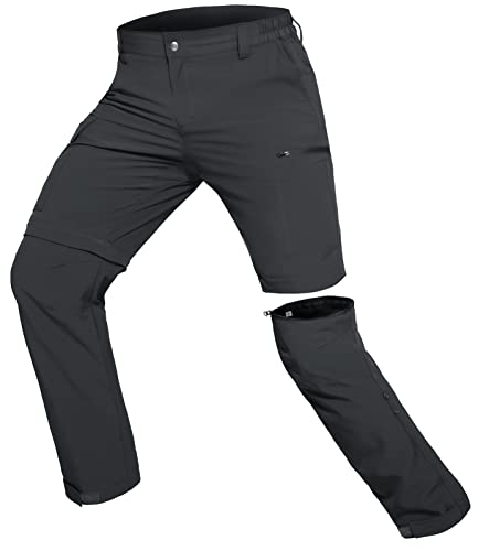 Hiauspor Wanderhose-Herren-Zip-Off-Outdoorhose-Sommer-Leicht-Trekkinghose-Atmungsaktiv-Schnell-Trockend-Funktionshose-Softshellhose-mit-5-Tiefe-Taschen (L, Dunkelgrau) von Hiauspor