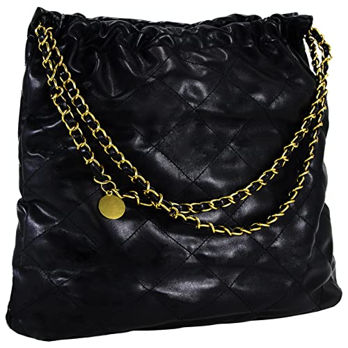 Umhängetasche für Damen, weiches PU-Leder, Handtasche, Hobo-Schultertasche mit Geldbörse, Diamant-kariert, Schwarz, Hobo Bag von Hibala