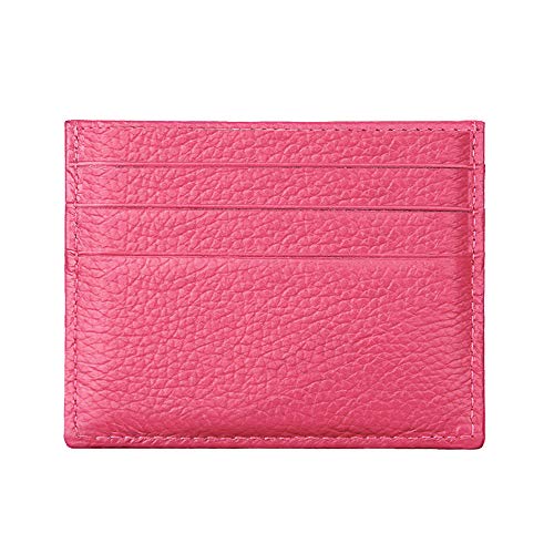 Hibate (Pink-Rot) RFID Schutz Leder Kartenetui für Herren Damen Slim Mini Karten Geldbörse Kreditkartenetui von Hibate