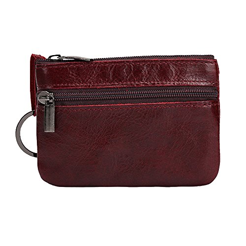 Hibate Dunkelrot Leder Schlüsseletui Schlüsseltasche Klein für Herren Damen von Hibate