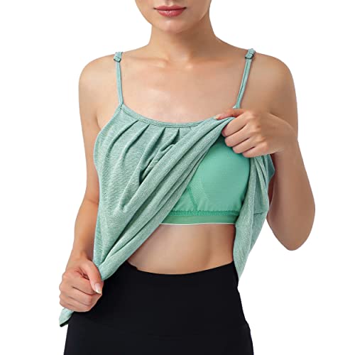 Hibelle Damen BH, Camisole mit verstellbaren Spaghettiträgern, plissierter Vorderseite, fließend, Sommer, lässiges Tanktop, Hellgrün, XX-Large von Hibelle