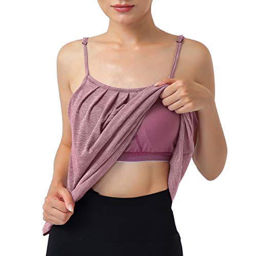 Hibelle Damen BH, Camisole mit verstellbaren Spaghettiträgern, plissierter Vorderseite, fließend, Sommer, lässiges Tanktop, Weinrot, Klein von Hibelle