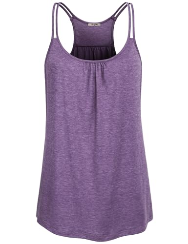 Hibelle Damen-Tanktop mit U-Ausschnitt, niedlicher Racerback, Yoga, Workout, Helles Violett, X-Groß von Hibelle