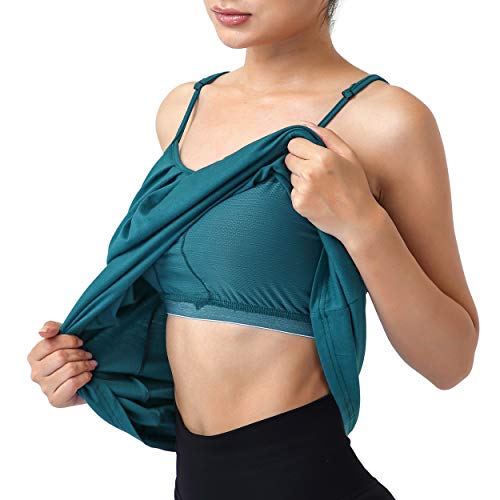 Hibelle Damen Tanktop mit integriertem BH, plissiert, lässig, für Workout, Yoga - - Mittel von Hibelle