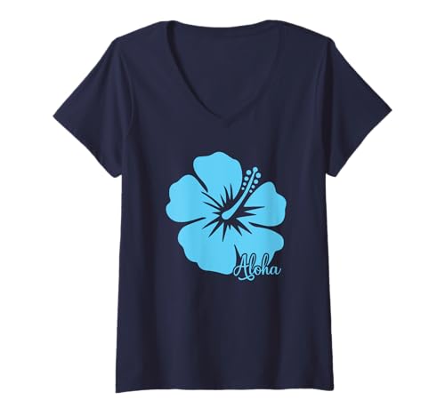 Damen Hibiskusblüte Aloha Hawaii Hawaii Hawaii Strand Surfen T-Shirt mit V-Ausschnitt Damen Hibiskusblüte Aloha Hawaii Hawaii Hawaii Strand Surfen T-Shirt mit V-Ausschnitt von Hibiscus Flower Aloha Hawaii Hawaiian Beach Surf