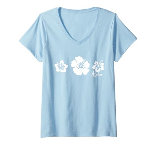 Damen Hibiskusblüte Aloha Hawaii Hawaii Hawaii Strand Surfen T-Shirt mit V-Ausschnitt Damen Hibiskusblüte Aloha Hawaii Hawaii Hawaii Strand Surfen T-Shirt mit V-Ausschnitt von Hibiscus Flower Aloha Hawaii Hawaiian Beach Surf