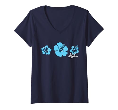 Damen Hibiskusblüte Aloha Hawaii Hawaii Hawaii Strand Surfen T-Shirt mit V-Ausschnitt Damen Hibiskusblüte Aloha Hawaii Hawaii Hawaii Strand Surfen T-Shirt mit V-Ausschnitt von Hibiscus Flower Aloha Hawaii Hawaiian Beach Surf