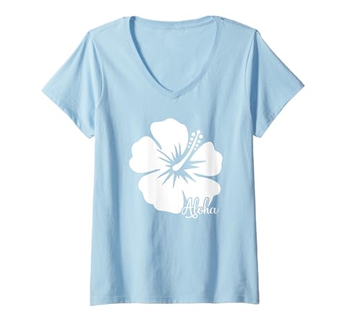 Damen Hibiskusblüte Aloha Hawaii Hawaii Hawaii Strand Surfen T-Shirt mit V-Ausschnitt Damen Hibiskusblüte Aloha Hawaii Hawaii Hawaii Strand Surfen T-Shirt mit V-Ausschnitt von Hibiscus Flower Aloha Hawaii Hawaiian Beach Surf