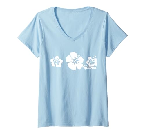 Damen Hibiskusblüte Hawaii Aloha Hawaii-Inseln Strand Surfen T-Shirt mit V-Ausschnitt Damen Hibiskusblüte Hawaii Aloha Hawaii-Inseln Strand Surfen T-Shirt mit V-Ausschnitt von Hibiscus Flower Hawaii Aloha Hawaiian Beach Surf