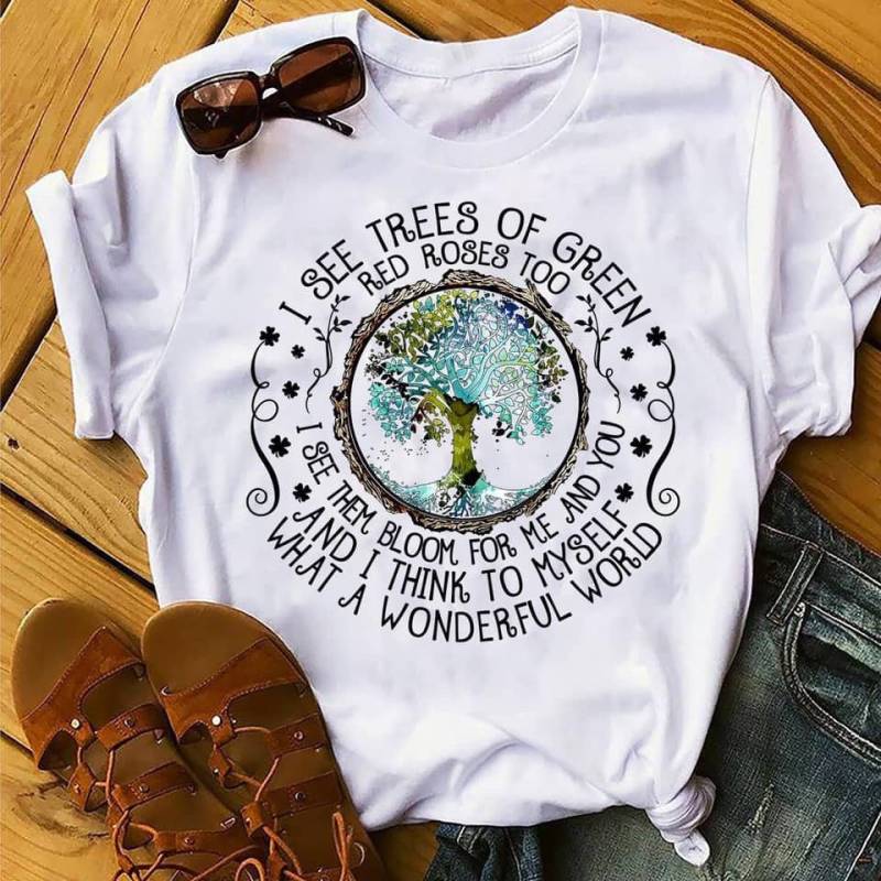 Bäume Aus Grünem T-Shirt - Wunderbare Welt T-Shirt Welthemd Hippie Bäume Aus Grünem T-Shirt - Wunderbare Welt T-Shirt Welthemd Hippie von HibiscusOakDesigns