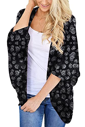 Hibluco Damen Blumen Kimono Cardigan Casual Chiffon Tops Lose Strand Cover Ups, S72, Mittel von Hibluco