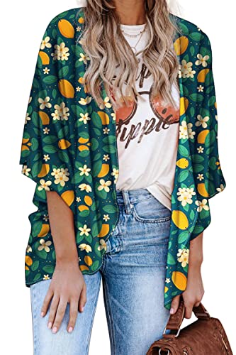 Hibluco Damen Kimono Cardigan mit Blumenmuster Lässige Chiffon Oberteile Strand Cover Ups von Hibluco