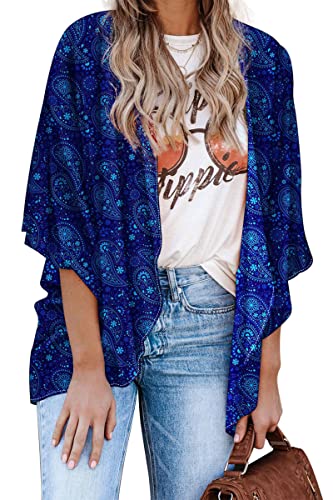 Hibluco Damen Kimono Cardigan mit Blumenmuster Lässige Chiffon Oberteile Strand Cover Ups von Hibluco