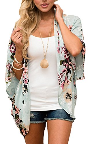 Hibluco Damen Kimono Cardigan mit Blumenmuster Lässige Chiffon Oberteile Strand Cover Ups von Hibluco