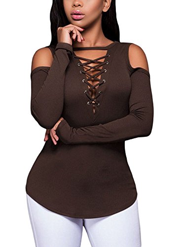 Hibluco Damen Sexy Oberteile Hemden Tops Langarm Bluse T-Shirt von Hibluco