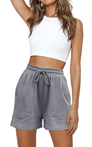 Hibluco Damen Shorts Sommer Hose taillierte Kurze Hose mit Taschen von Hibluco