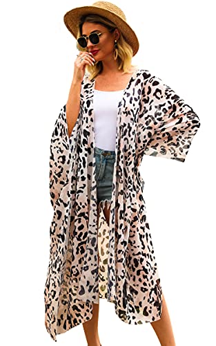 Hibluco Damen Sommer Chiffon Blumen Kimono Strickjacke Lange Cover Ups von Hibluco