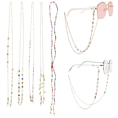 Hibmisy Brillenkette Damen,Perlen Brillenkette Damen Brillen Kette,Brillenbänder Bunt für Lesebrillen Sonnenbrillen Brillenzubehör (Mix, 5) Hibmisy Brillenkette Damen,Perlen Brillenkette Damen Brillen Kette,Brillenbänder Bunt für Lesebrillen Sonnenbrillen Brillenzubehör (Mix, 5) von Hibmisy