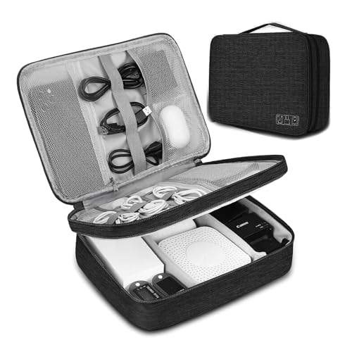 Reisekabel-Organizer-Tasche, 3-lagig, Elektronikzubehör, Organizer-Tasche, extra groß, universelle Tragetasche, Reise-Gadget-Tasche für Powerbank, Speicherkarte, Datenkabel, Ladegerät, Festplatte Reisekabel-Organizer-Tasche, 3-lagig, Elektronikzubehör, Organizer-Tasche, extra groß, universelle Tragetasche, Reise-Gadget-Tasche für Powerbank, Speicherkarte, Datenkabel, Ladegerät, Festplatte von Hibucuo