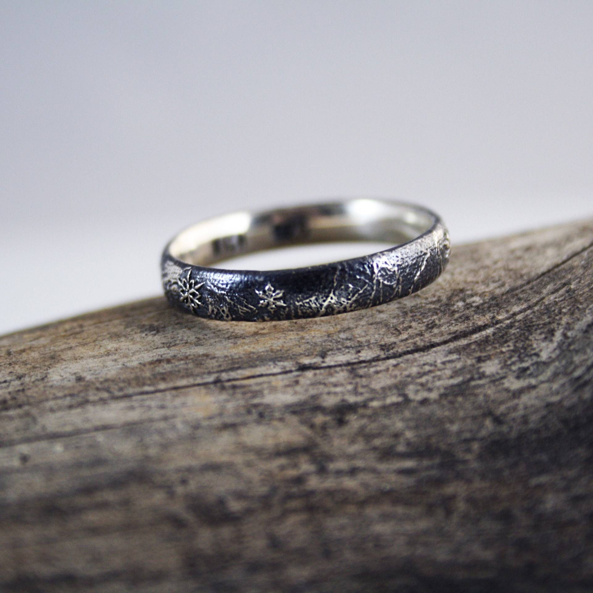 Schneeflockenring, Silber, Bandring, Stapelring Schneeflockenring, Silber, Bandring, Stapelring von Hich