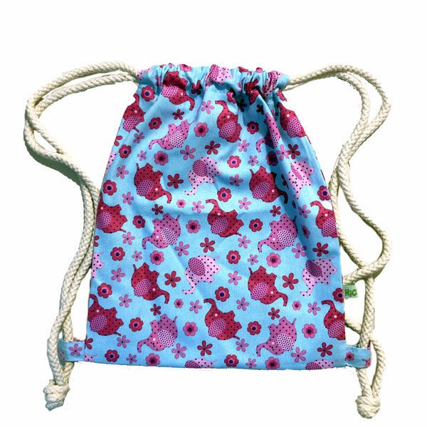 HickUps Turnbeutel Rucksack Kinder Canvas Elefant hellblau von Hick ups