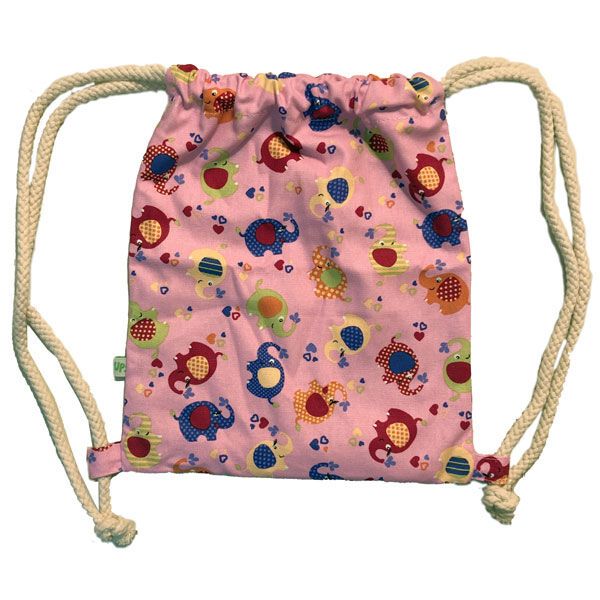 HickUps Turnbeutel Rucksack Kinder Canvas Elefant rosa von Hick ups