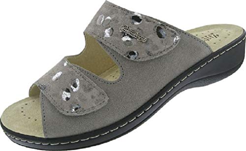 Hickersberger Kräuterschuhe Damen Pantolette Leder Wechselfussbett Grau (41) von Hickersberger