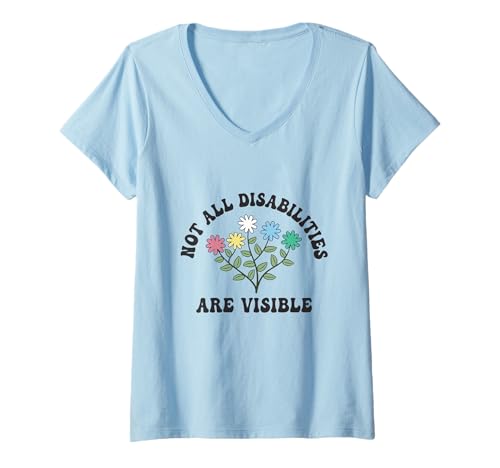 Damen Versteckte Behinderungen, sichtbare Unterstützung: Sensibilisierung erhöhen T-Shirt mit V-Ausschnitt Damen Versteckte Behinderungen, sichtbare Unterstützung: Sensibilisierung erhöhen T-Shirt mit V-Ausschnitt von Hidden Disabilities