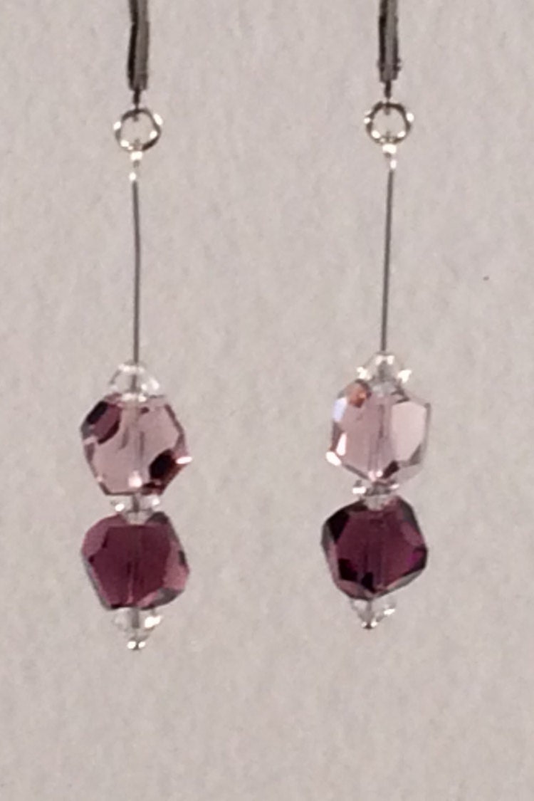 Kristall Amethyst Tropfen Ohrringe Kristall Amethyst Tropfen Ohrringe von HiddenFacetsJewelry
