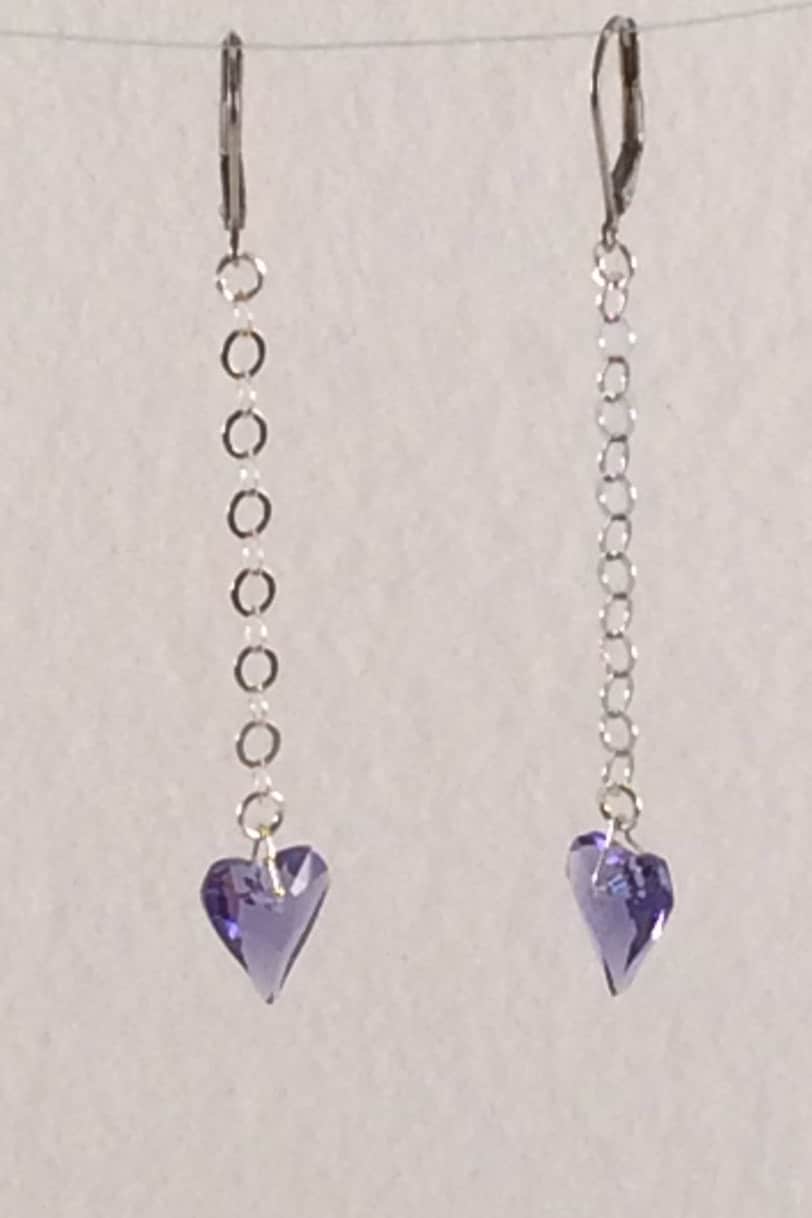 Kristall Herz Tropfen Ohrringe in Tansanit Kristall Herz Tropfen Ohrringe in Tansanit von HiddenFacetsJewelry
