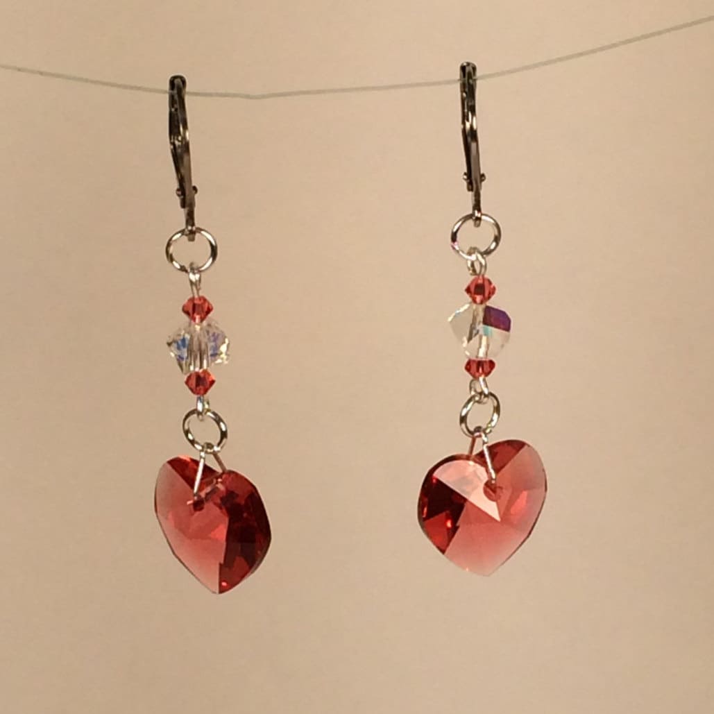 Kristall Padparadscha Herz Ohrhänger Kristall Padparadscha Herz Ohrhänger von HiddenFacetsJewelry