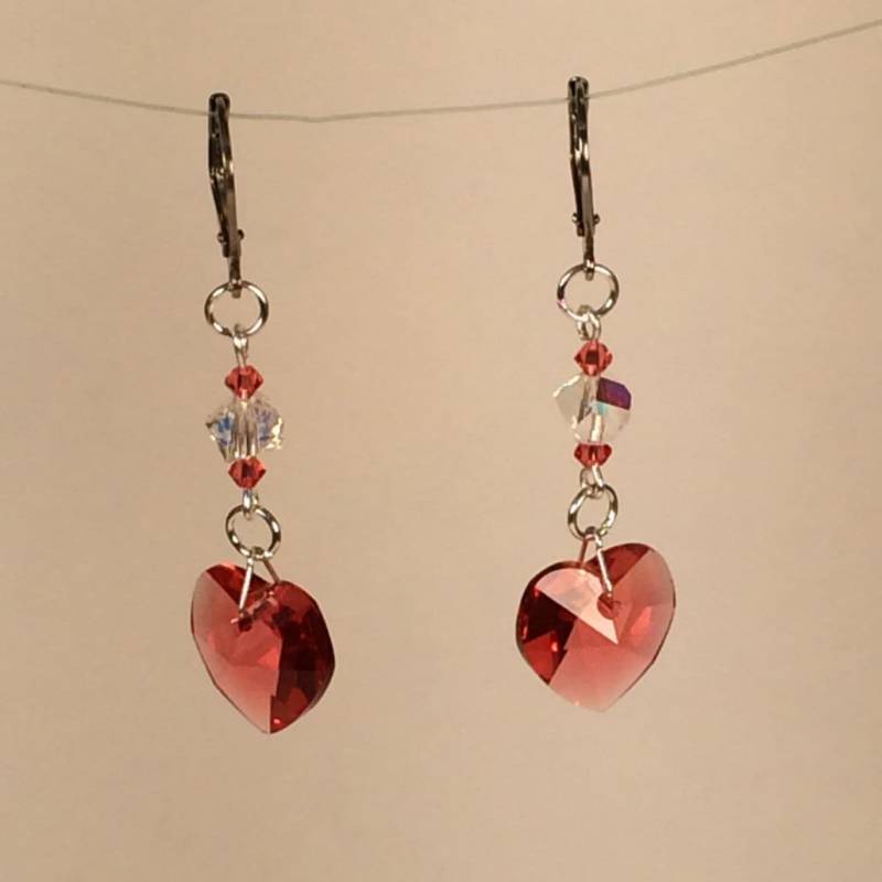 Kristall Padparadscha Herz Ohrhänger Kristall Padparadscha Herz Ohrhänger von HiddenFacetsJewelry
