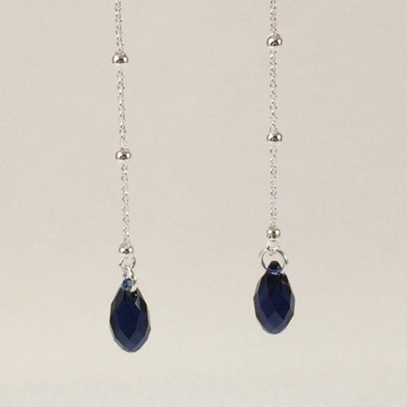 sterling Silber Ohrfäden Mit Kristall Briolettes in Dark Indigo sterling Silber Ohrfäden Mit Kristall Briolettes in Dark Indigo von HiddenFacetsJewelry