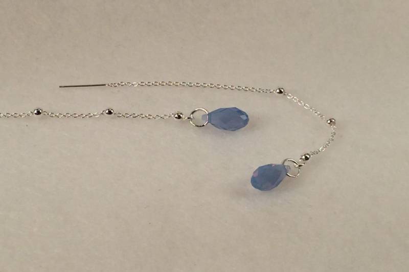 sterling Silber Ohrfäden Mit Mittelgroßen Kristall Briolettes in Air Blue Opal sterling Silber Ohrfäden Mit Mittelgroßen Kristall Briolettes in Air Blue Opal von HiddenFacetsJewelry