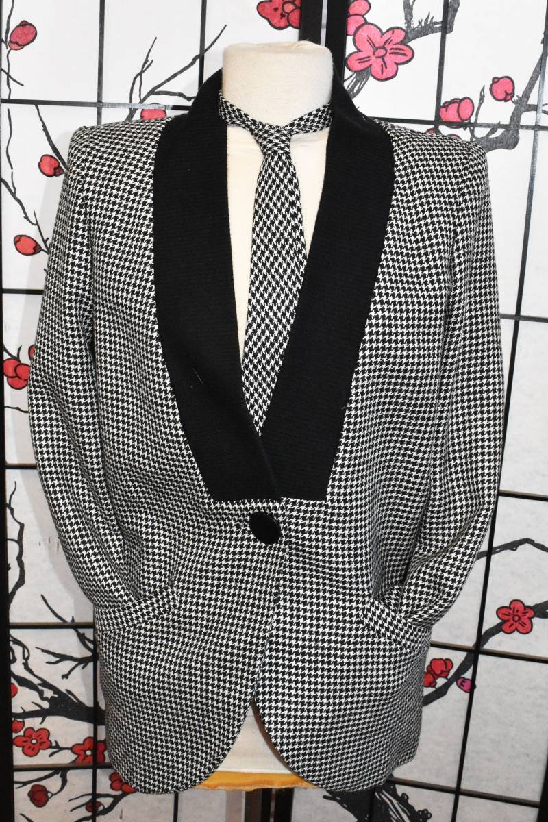 Yolanda Designer Es Collection Damen Houndstooth Jacke Mit Krawatte von HiddenGemsInTheAttic