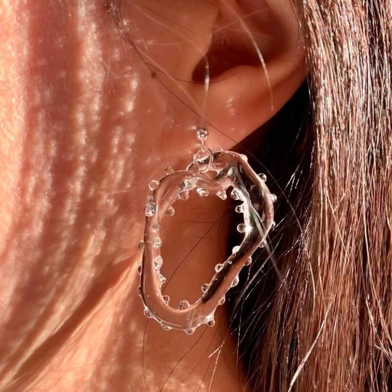 Murano Glas Creolen Handgemachte Klare Lampwork, Sterling Silber Ohrstecker von HiddenGlassAtelier