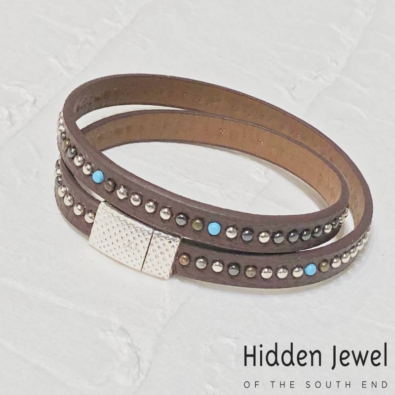 Hochwertiges 22 Mm Lederwickelarmband Mit Akzent in Türkis von HiddenJewelSE