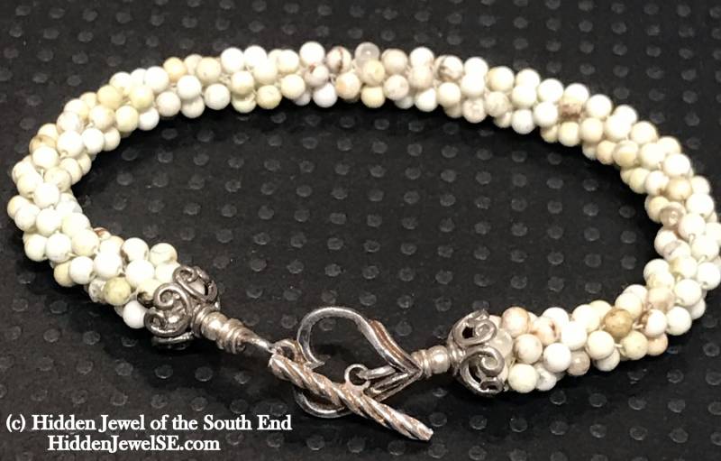 Lemon Howlith Gehäkeltes Armband Sterling Silber Herzverschluss von HiddenJewelSE