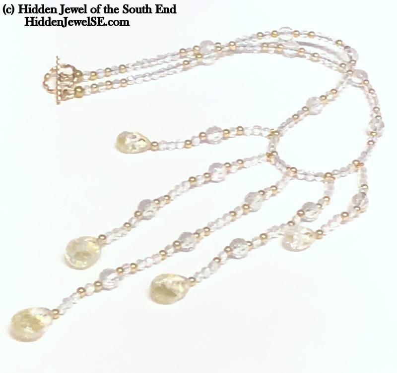 Gold Flake Quarz Halskette Filled Perlen Edelstein Statement Piece von HiddenJewelSE