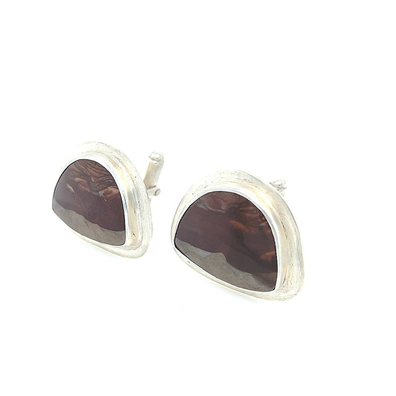 Mookit Jaspis Manschettenknöpfe Sterling Silber Landschaftsdesign von HiddenJewelSE