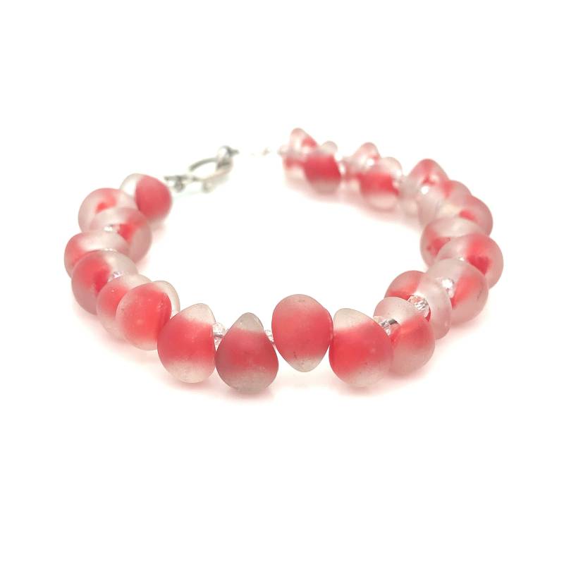 Rotes Lampwork Glas Armband Sterling Silber Toggle, Valentinstag Geschenk von HiddenJewelSE