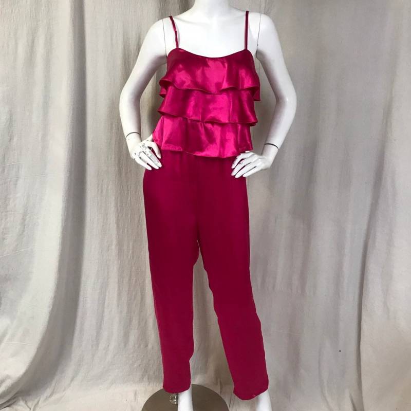 70S Satin Jumpsuit Teal Neckholder Disco // 1970S Türkis Damen Gr. 4 von HiddenRiverFindsCo