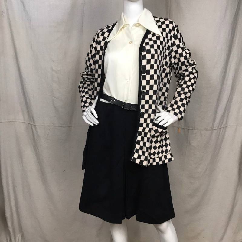 60Er Jahre Karo Kleid & Cardigan Set, Deadstock Gr.8/10 von HiddenRiverFindsCo