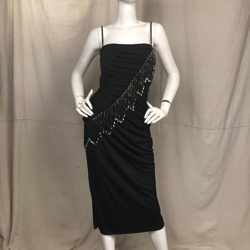 90Er Jahre Perlen Schwarzes Bodycon Kleid, Deadstock Party Kleid | Größe 8-10 von HiddenRiverFindsCo