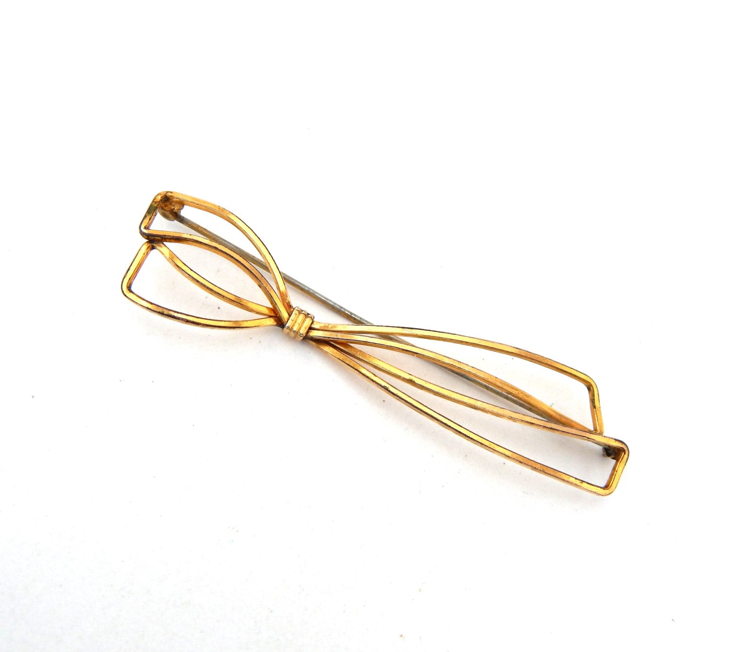 Krementz Gold Overlay Schleifenbrosche, Große Filled Schleifenbrosche Pin, Krementz Vintage Brosche von HiddenStairwayFinds