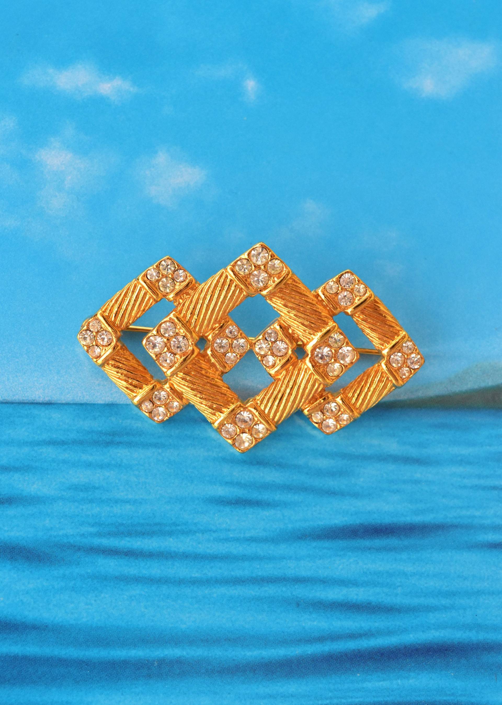 Premier Designs Anstecknadel, Strass-Kragennadel, Goldfarbene Kristallakzente Art Deco von HiddenStairwayFinds