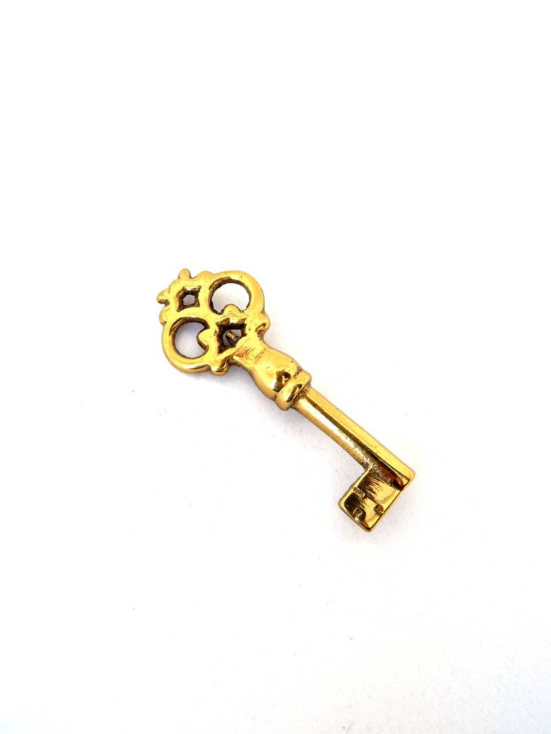 Skelett Schlüssel Pin, Mid Century Messing Brosche Skelett Schlüssel Pin, Mid Century Messing Brosche von HiddenStairwayFinds