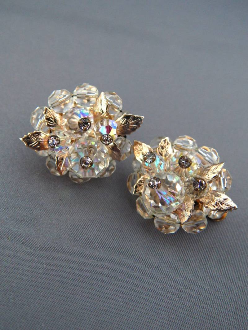 Vendome Kristall Ohrringe, Vintage Ohrhänger Ohrringe Clip-Ons, Hochzeitsohrringe Vendome Kristall Ohrringe, Vintage Ohrhänger Ohrringe Clip-Ons, Hochzeitsohrringe von HiddenStairwayFinds